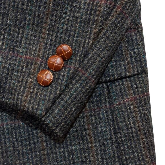 Tweed Windowpane Wool Sport Coat—André Villard Paris 44S Vintage Hungary - Picture 5 of 15